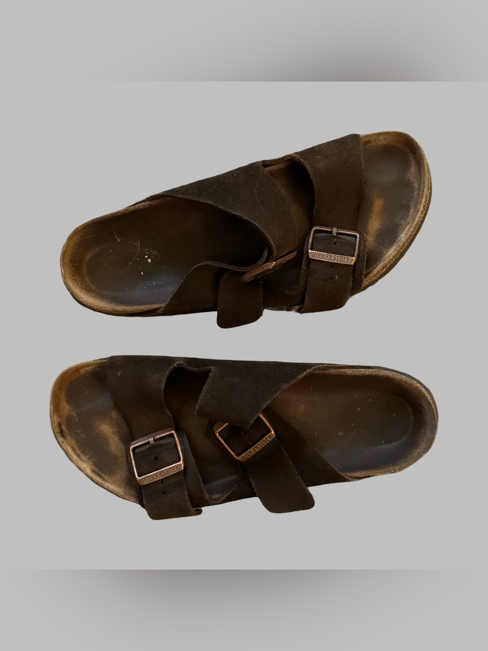 BIRKENSTOCK Women’s Arizona Brown Suede Two-Strap Sandals Size 40